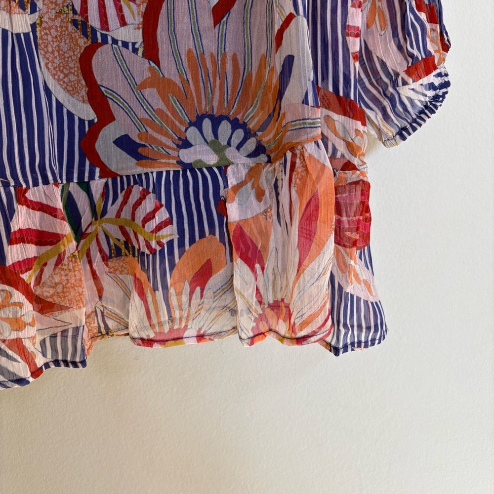Soft Surroundings Floral Embroidered Resort Beachy Boho Flowy Blouse Top Medium - Picture 8 of 14
